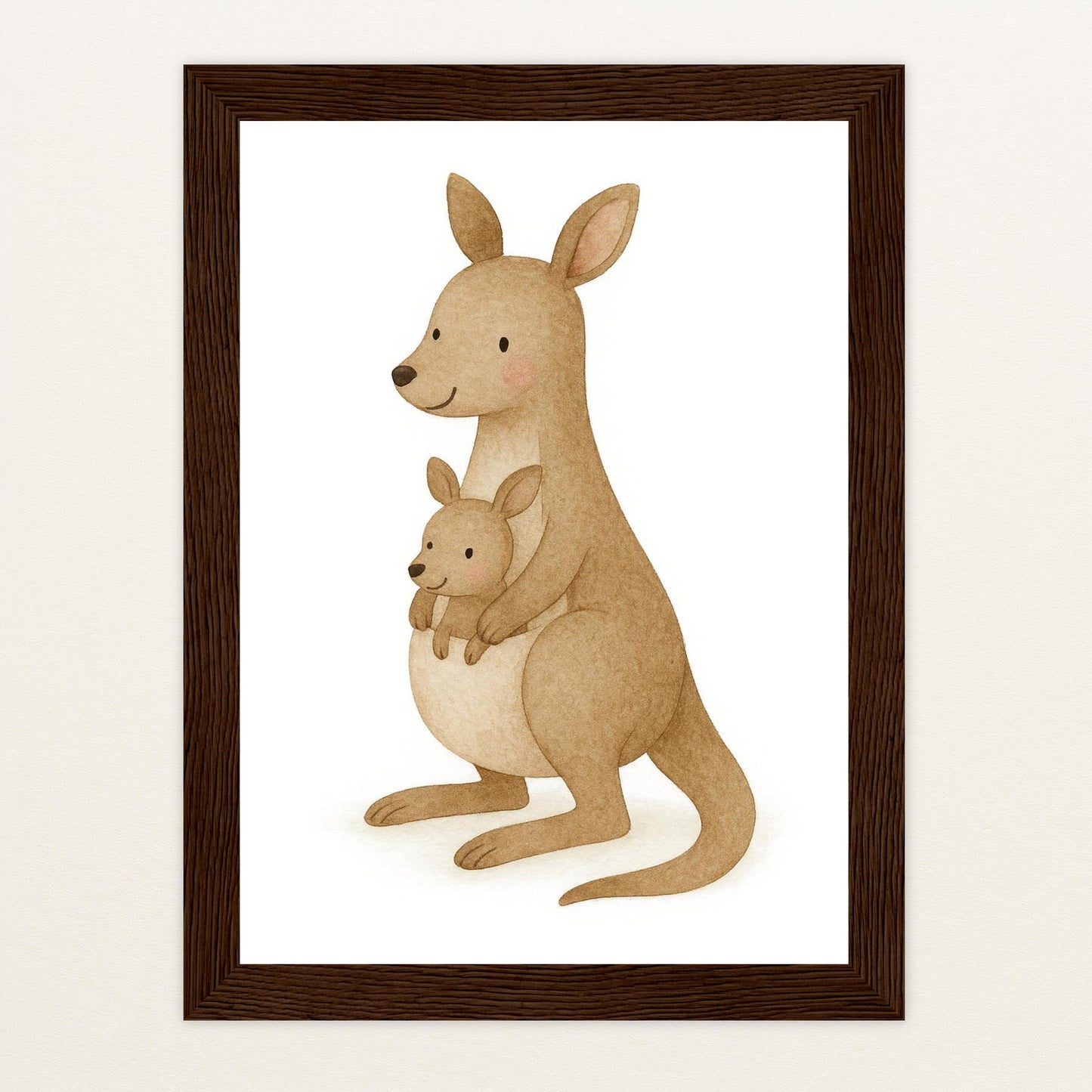 Kängu das Känguru Poster mit Holzrahmen von tinylearner