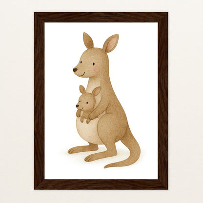 Kängu das Känguru Poster mit Holzrahmen von tinylearner