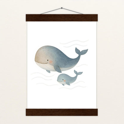 Willi der Wal - Motiv: "Familie" Poster mit Leisten von tinylearner