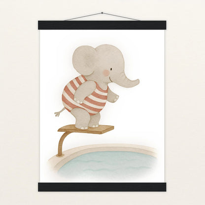Emil der Elefant - Motiv: "Pool" Poster mit Leisten von tinylearner