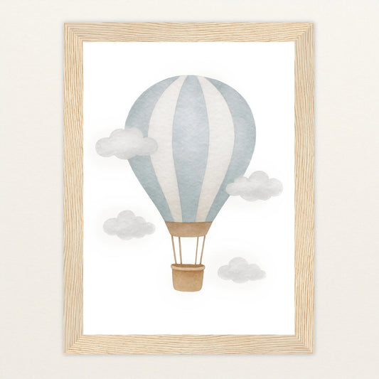 Heißluftballon Poster mit Holzrahmen von tinylearner