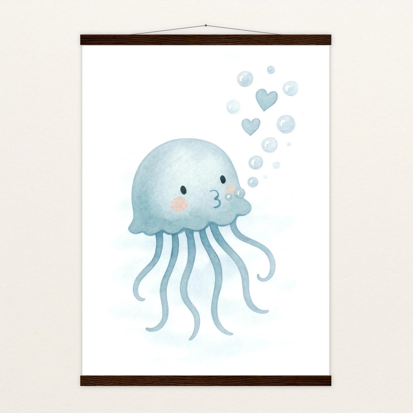Quinn die Qualle - Motiv: "Luftblasen" Poster mit Leisten von tinylearner