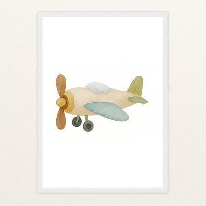 Propellerflugzeug Poster mit Holzrahmen von tinylearner