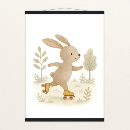 Holly der Hase - Motiv: "Rollschuhe" Poster mit Leisten von tinylearner