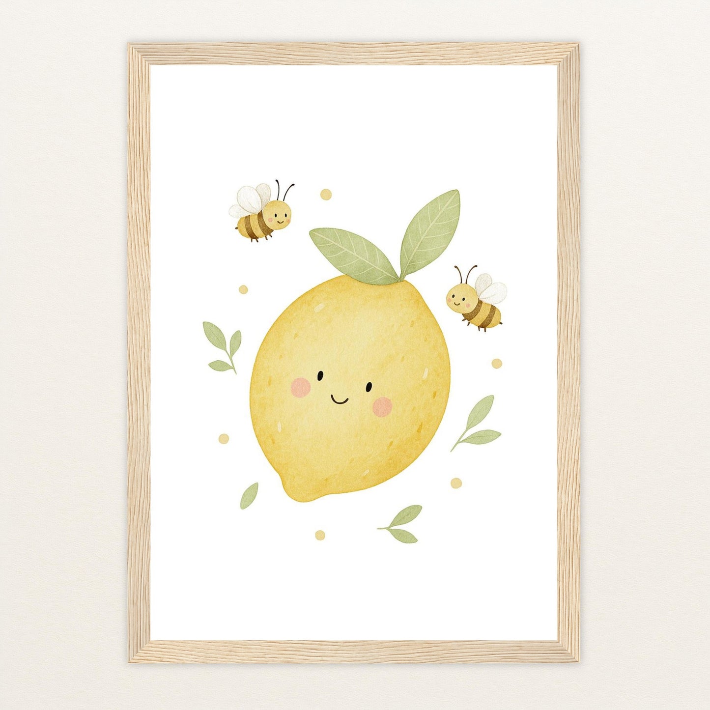 Obst: Zitrone Poster mit Holzrahmen von tinylearner