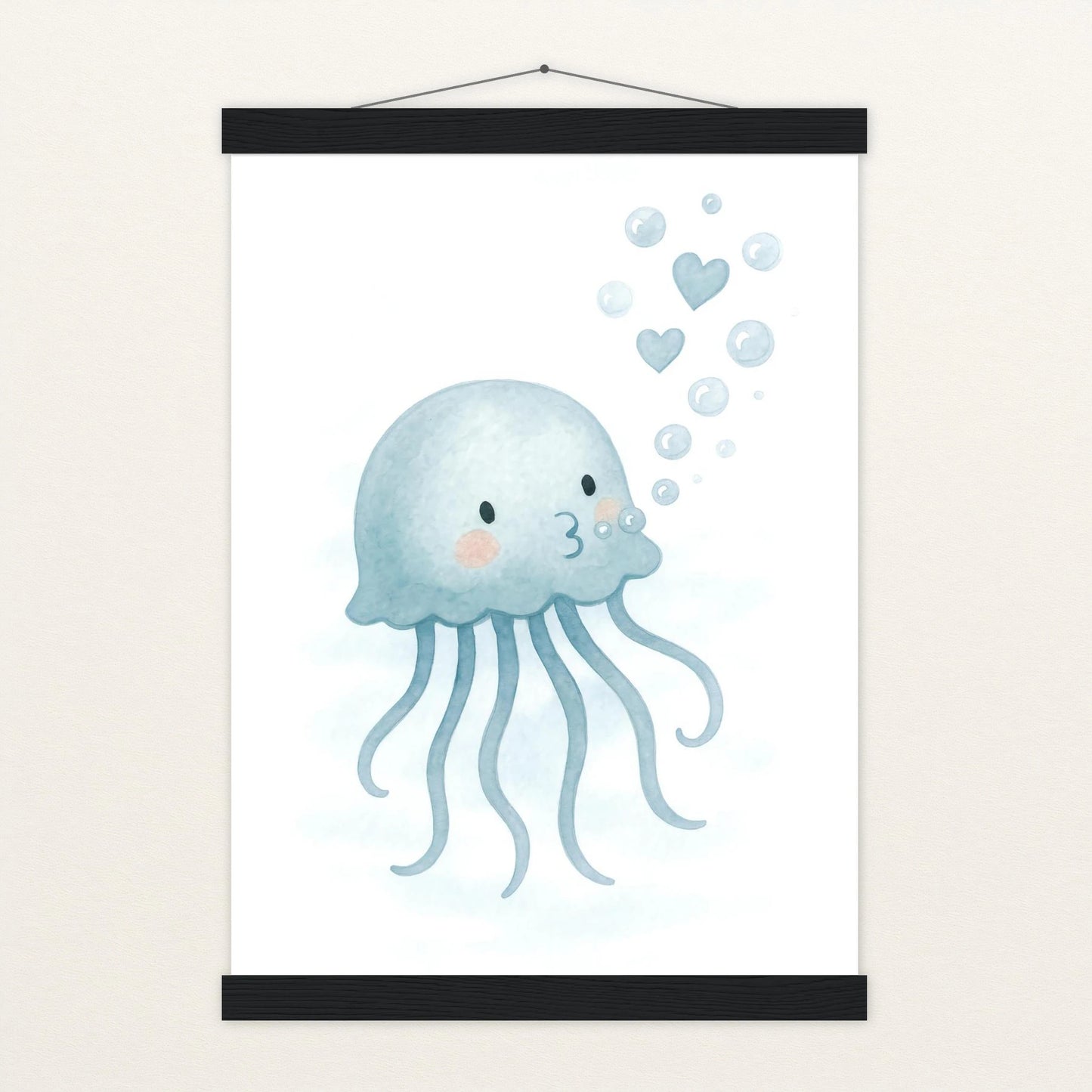Quinn die Qualle - Motiv: "Luftblasen" Poster mit Leisten von tinylearner