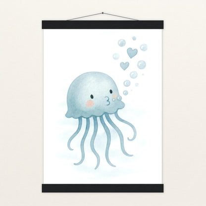 Quinn die Qualle - Motiv: "Luftblasen" Poster mit Leisten von tinylearner