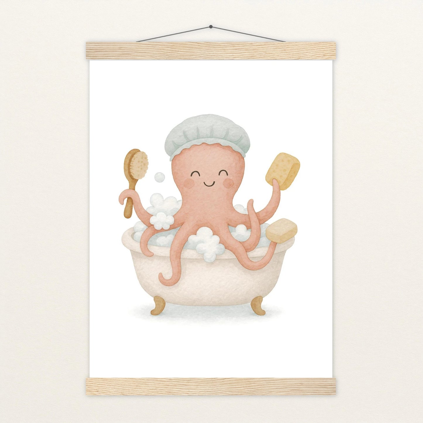 Tilli der Tintenfisch - Motiv: "Baden" Poster mit Leisten von tinylearner