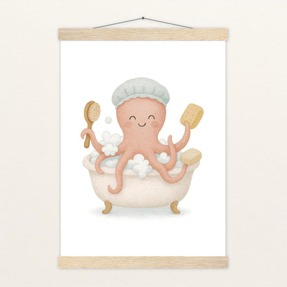 Tilli der Tintenfisch - Motiv: "Baden" Poster mit Leisten von tinylearner