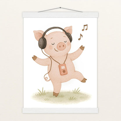 Susi das Schwein - Motiv: "Musik" Poster mit Leisten von tinylearner