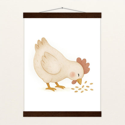 Hanni das Huhn - Motiv: "Körner" Poster mit Leisten von tinylearner