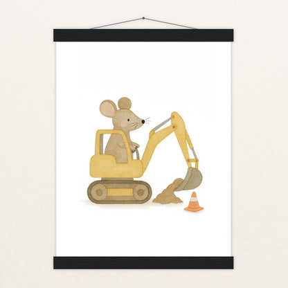 Mimi die Maus - Motiv: "Bagger" Poster mit Leisten von tinylearner