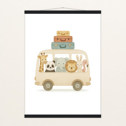 Tierfreunde - Motiv: "Reisebus" Poster mit Leisten von tinylearner