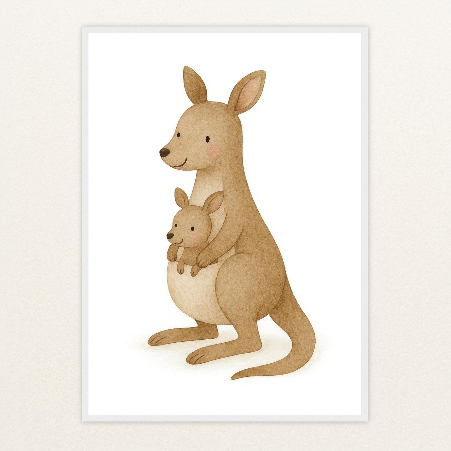 Kängu das Känguru Poster mit Holzrahmen von tinylearner