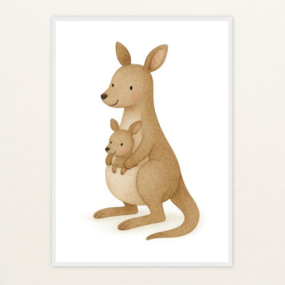 Kängu das Känguru Poster mit Holzrahmen von tinylearner