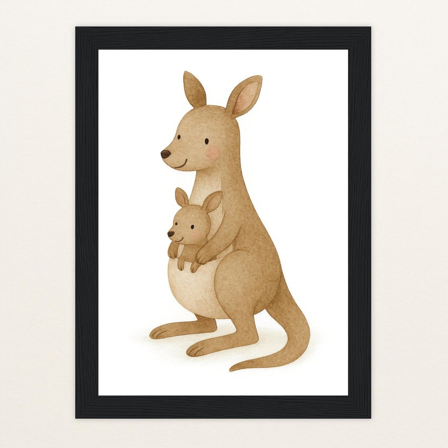 Kängu das Känguru Poster mit Holzrahmen von tinylearner