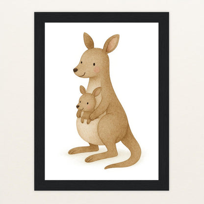 Kängu das Känguru Poster mit Holzrahmen von tinylearner