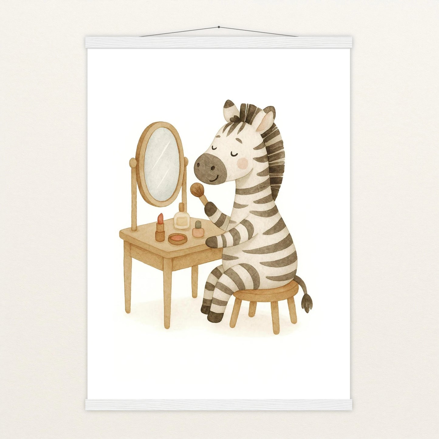 Zinni das Zebra - Motiv: "Schminken" Poster mit Leisten von tinylearner