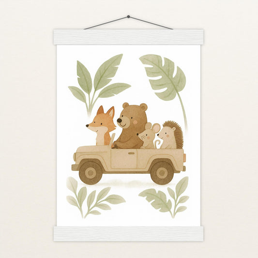 Tierfreunde - Motiv: "Safari" Poster mit Leisten von tinylearner