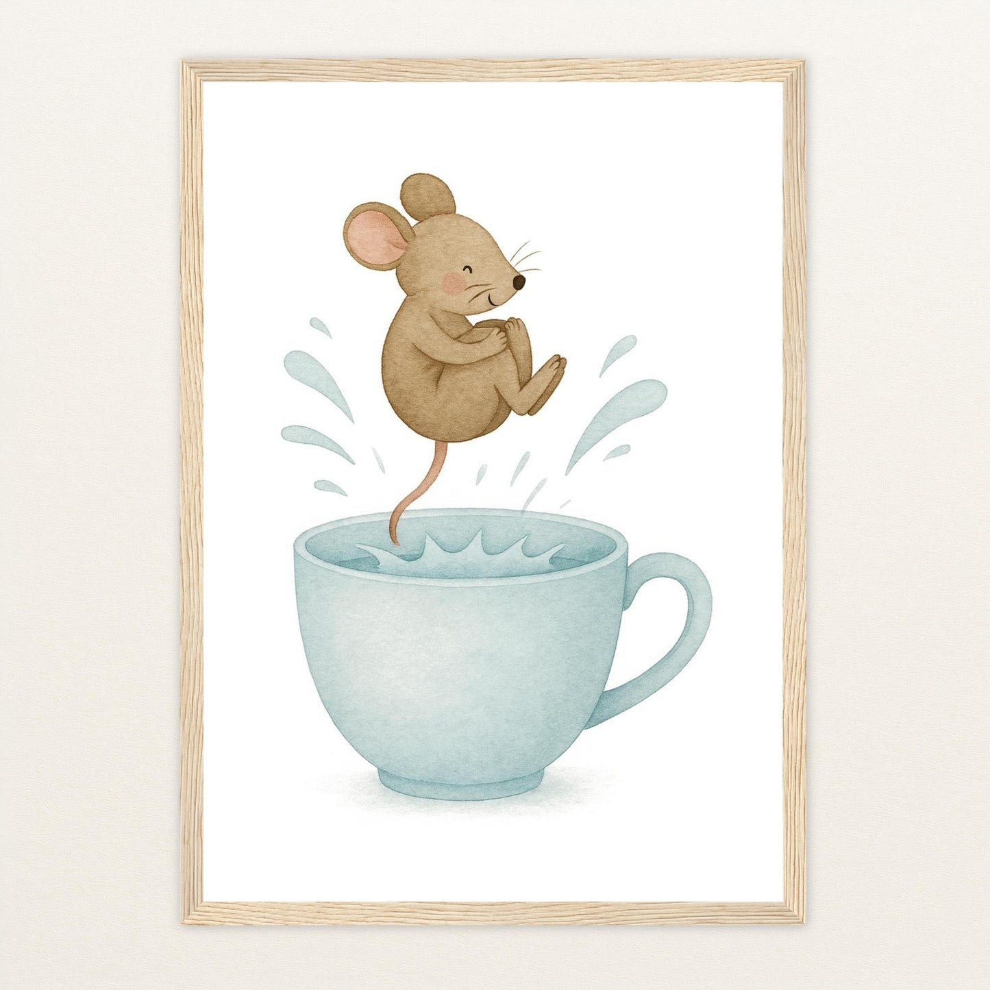 Mimi die Maus - Motiv: "Pool" Poster mit Holzrahmen von tinylearner