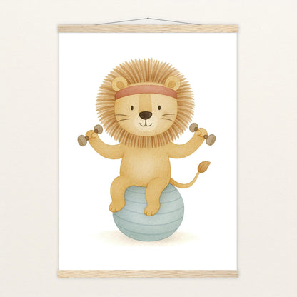 Leo der Löwe - Motiv: "Workout" Poster mit Leisten von tinylearner