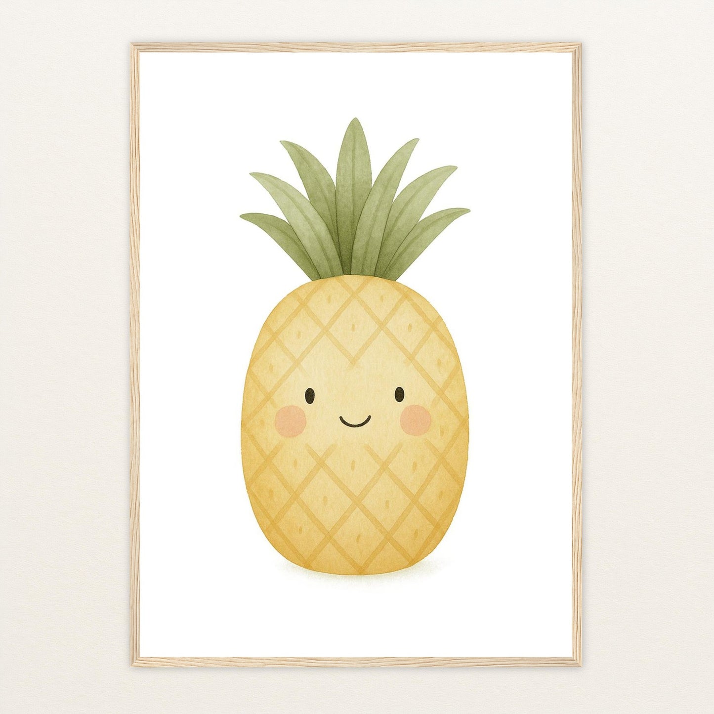 Obst: Ananas Poster mit Holzrahmen von tinylearner