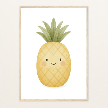 Obst: Ananas Poster mit Holzrahmen von tinylearner