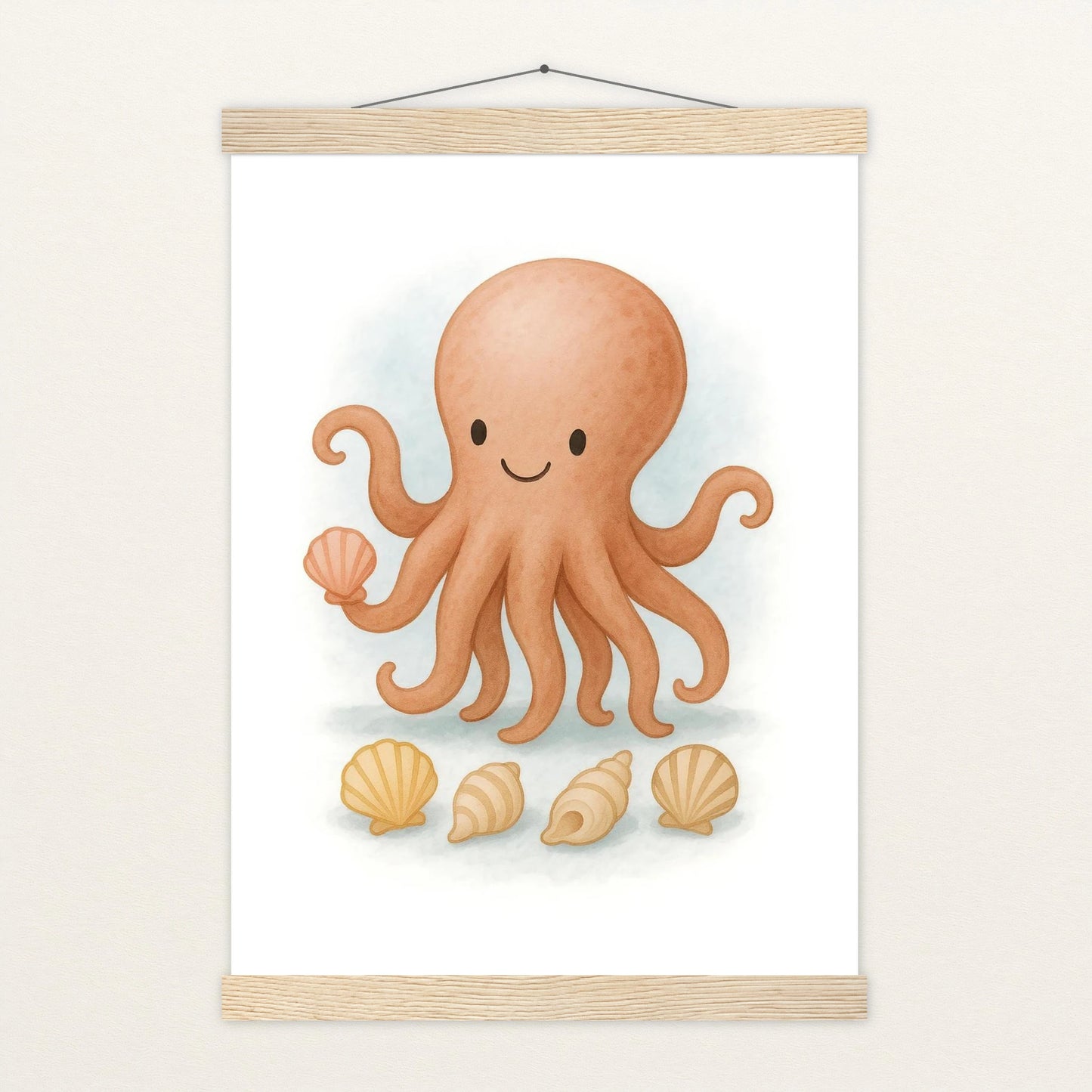 Tilli der Tintenfisch - Motiv: "Muscheln" Poster mit Leisten von tinylearner