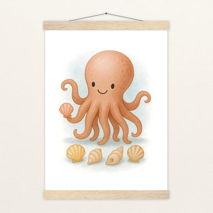 Tilli der Tintenfisch - Motiv: "Muscheln" Poster mit Leisten von tinylearner
