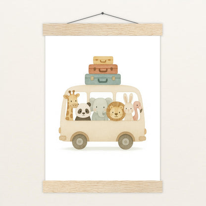 Tierfreunde - Motiv: "Reisebus" Poster mit Leisten von tinylearner
