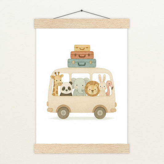 Tierfreunde - Motiv: "Reisebus" Poster mit Leisten von tinylearner
