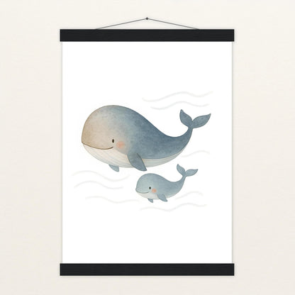 Willi der Wal - Motiv: "Familie" Poster mit Leisten von tinylearner