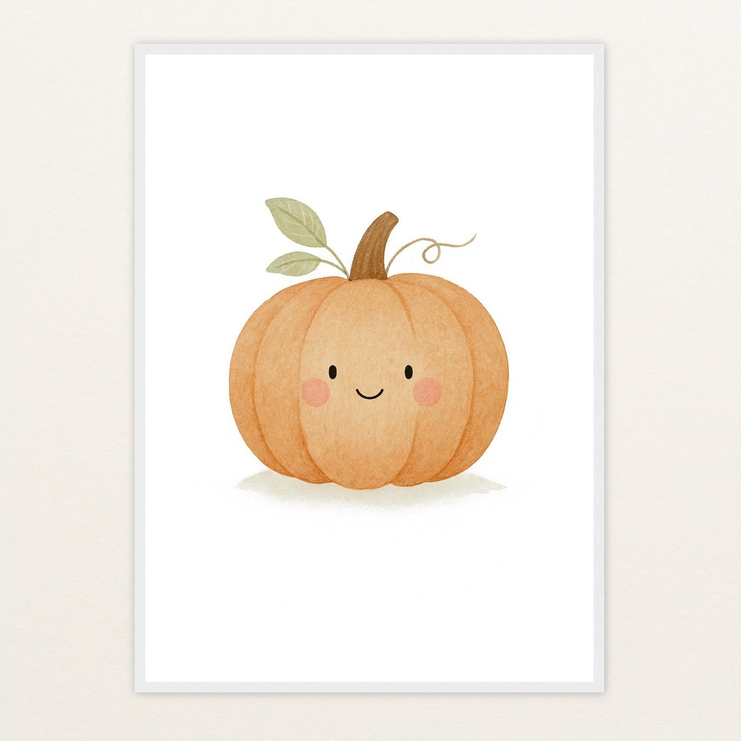 Gemüse: Kürbis Poster mit Holzrahmen von tinylearner