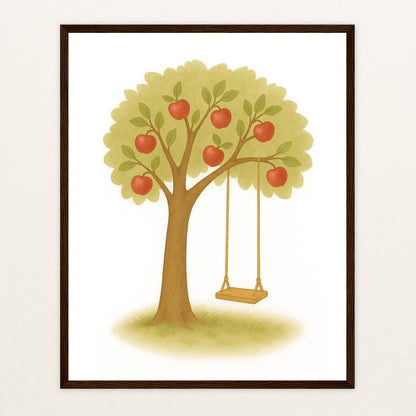 Apfelbaum Poster mit Holzrahmen von tinylearner