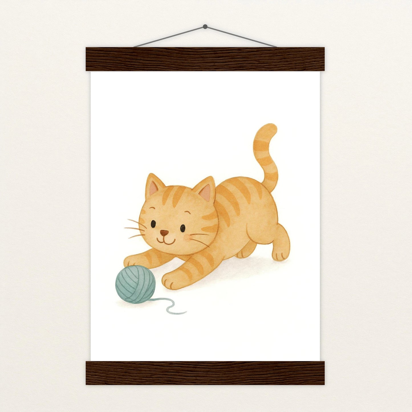 Kira die Katze - Motiv: "Wolle" Poster mit Leisten von tinylearner