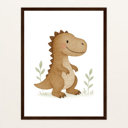 Dinosaurier T-Rex Poster mit Holzrahmen von tinylearner