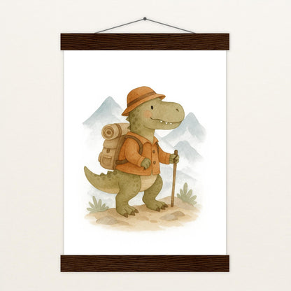 Dinosaurier T-Rex - Motiv: "Wandern" Poster mit Leisten von tinylearner