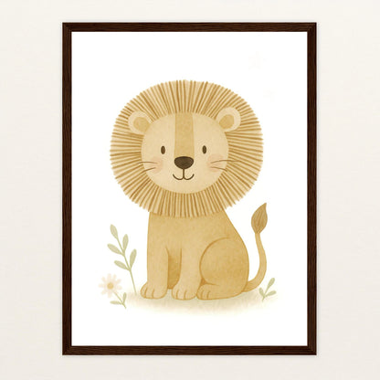 Leo der Löwe Poster mit Holzrahmen von tinylearner