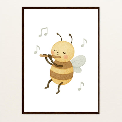 Bibi die Biene - Motiv: "Flöte" Poster mit Holzrahmen von tinylearner