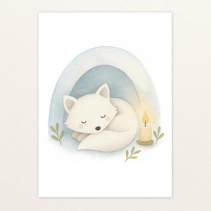 Pino der Polarfuchs - Motiv: "Schneehöhle" Poster von tinylearner
