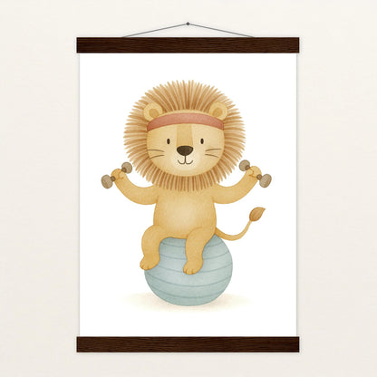 Leo der Löwe - Motiv: "Workout" Poster mit Leisten von tinylearner