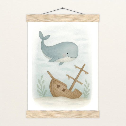 Willi der Wal - Motiv: "Schiffswrack" Poster mit Leisten von tinylearner