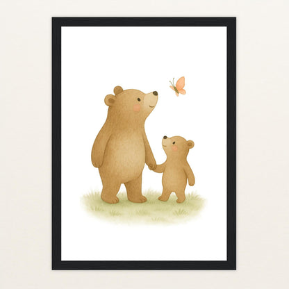 Balu der Bär - Motiv: "Schmetterling" Poster mit Holzrahmen von tinylearner