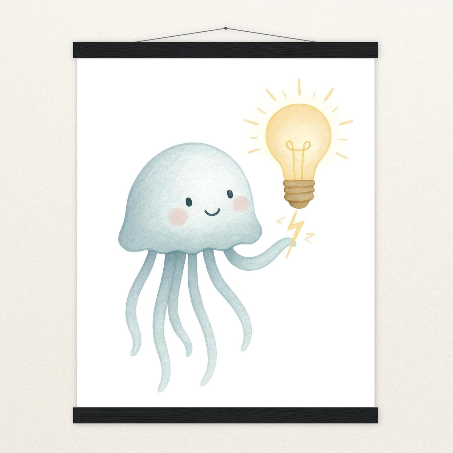 Quinn die Qualle - Motiv: "Glühbirne" Poster mit Leisten von tinylearner