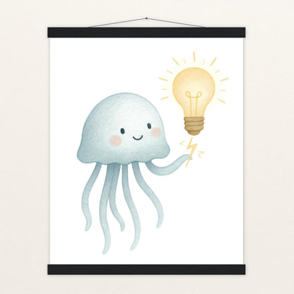 Quinn die Qualle - Motiv: "Glühbirne" Poster mit Leisten von tinylearner