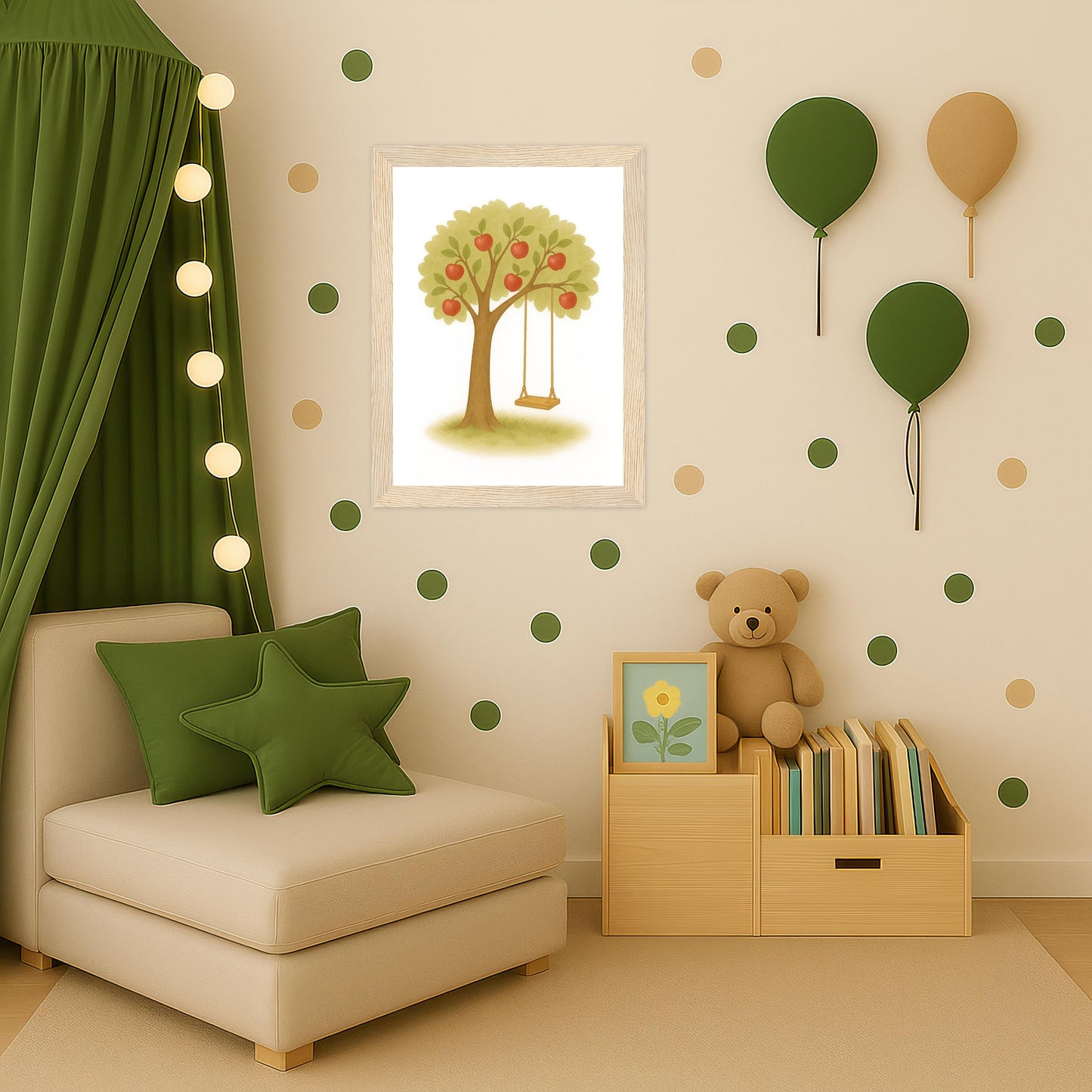 Apfelbaum Poster mit Holzrahmen von tinylearner