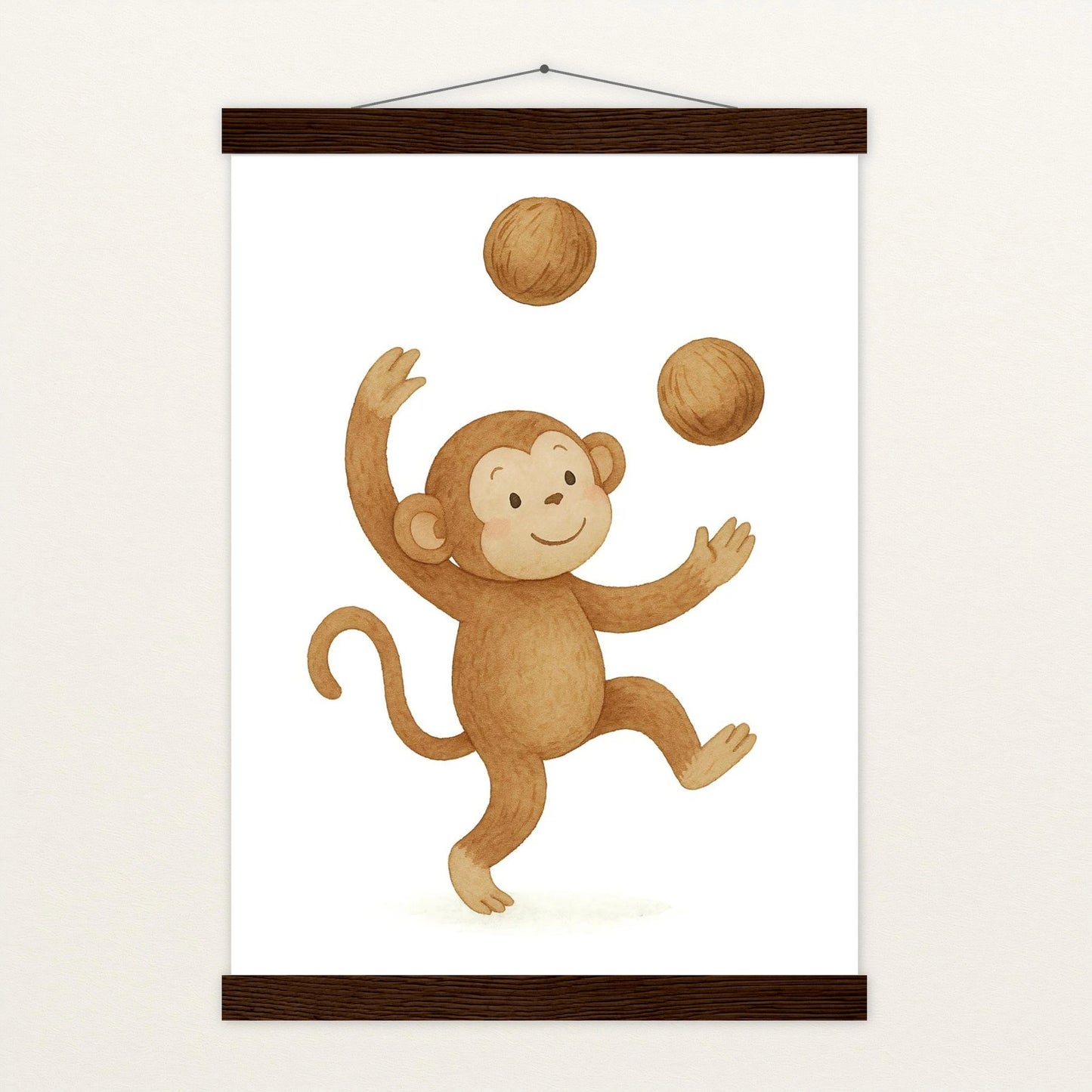 Aki der Affe - Motiv: "Kokosnuss" Poster mit Leisten von tinylearner
