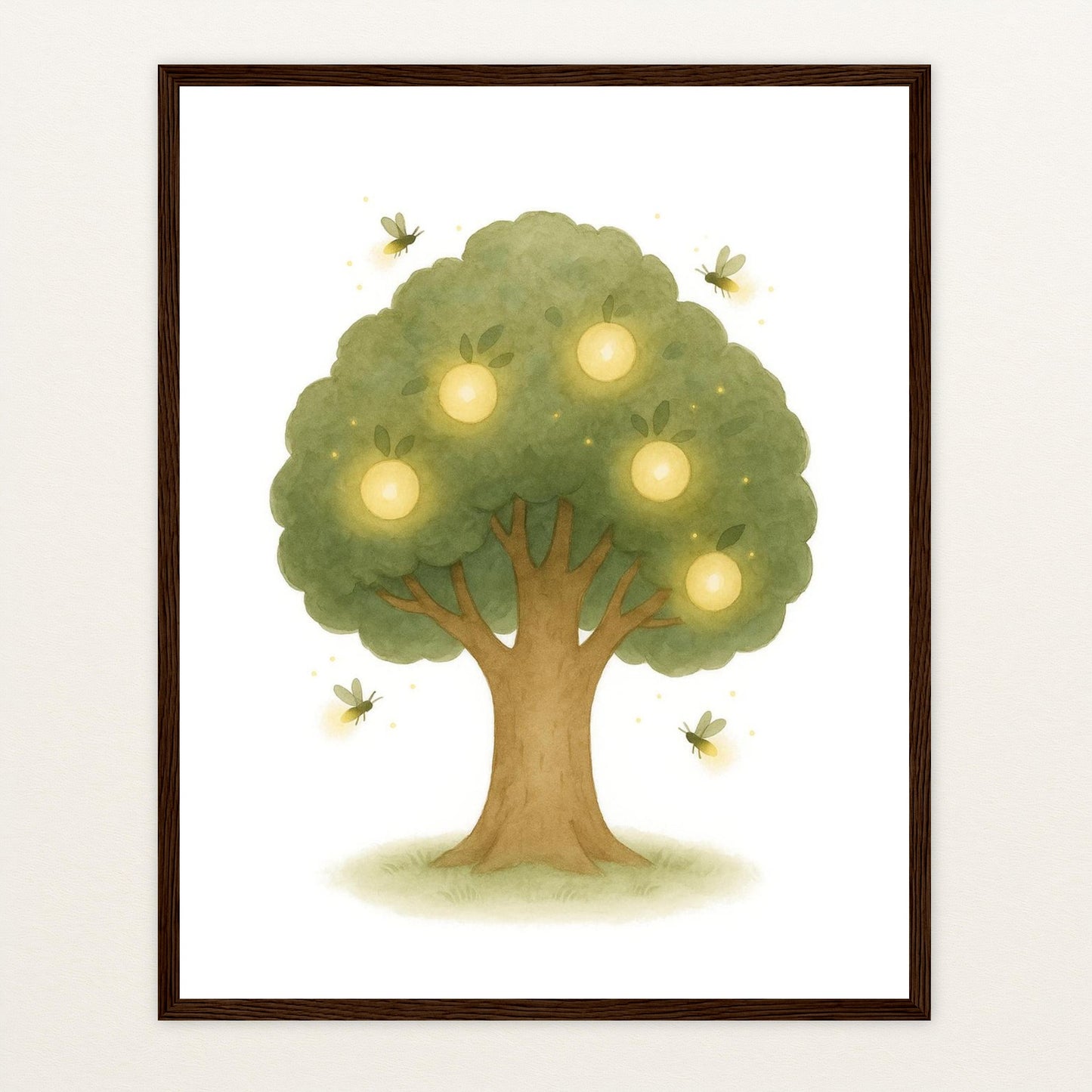 Leuchtbaum Poster mit Holzrahmen von tinylearner