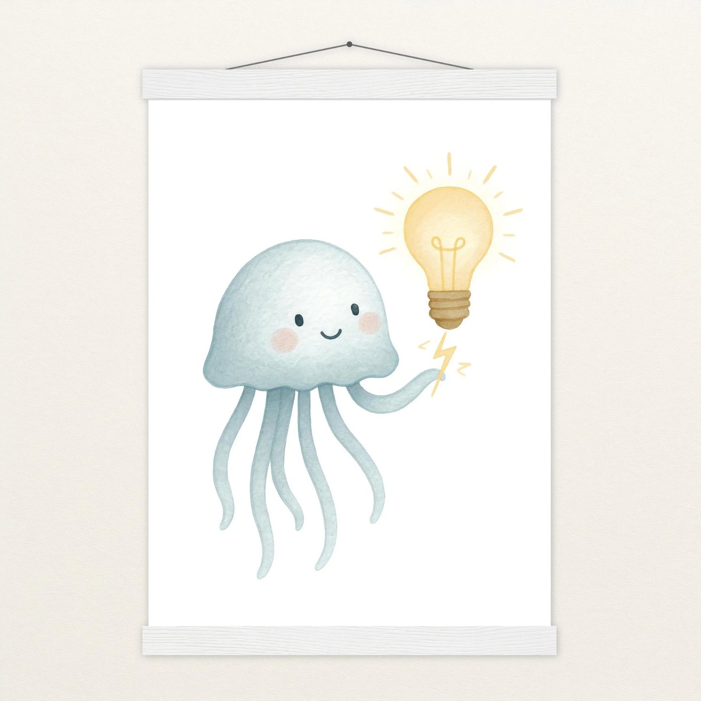 Quinn die Qualle - Motiv: "Glühbirne" Poster mit Leisten von tinylearner