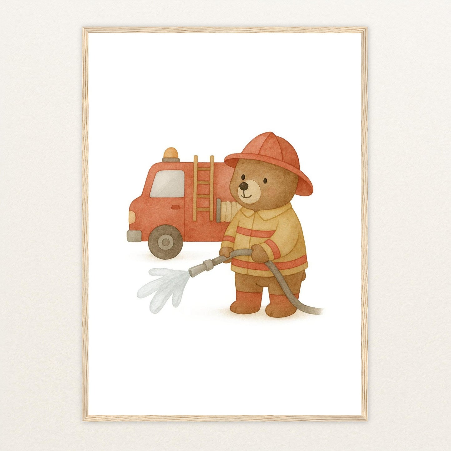 Balu der Bär - Motiv: "Feuerwehr" Poster mit Holzrahmen von tinylearner